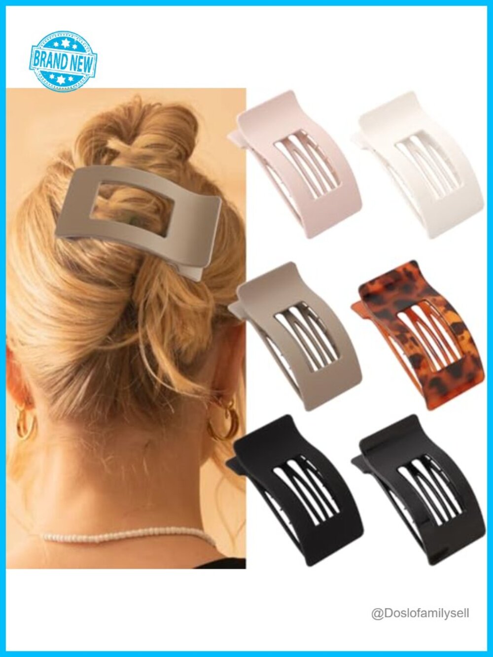 6 Pack Lay Flat Large Hair Claw Clips for Women Thick Fine Medium Long Hair